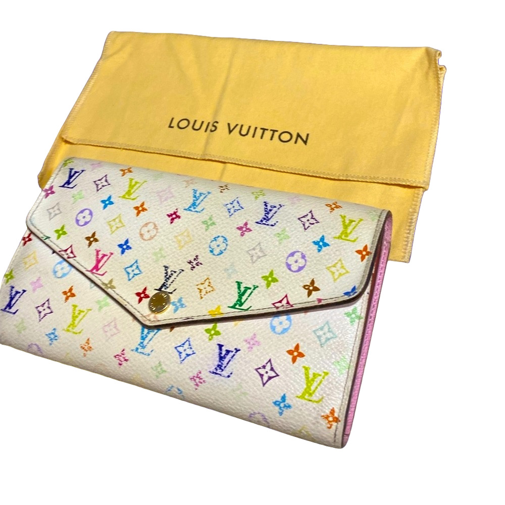 Louis Vuitton white & pink Murakami wallet with dust bag & box